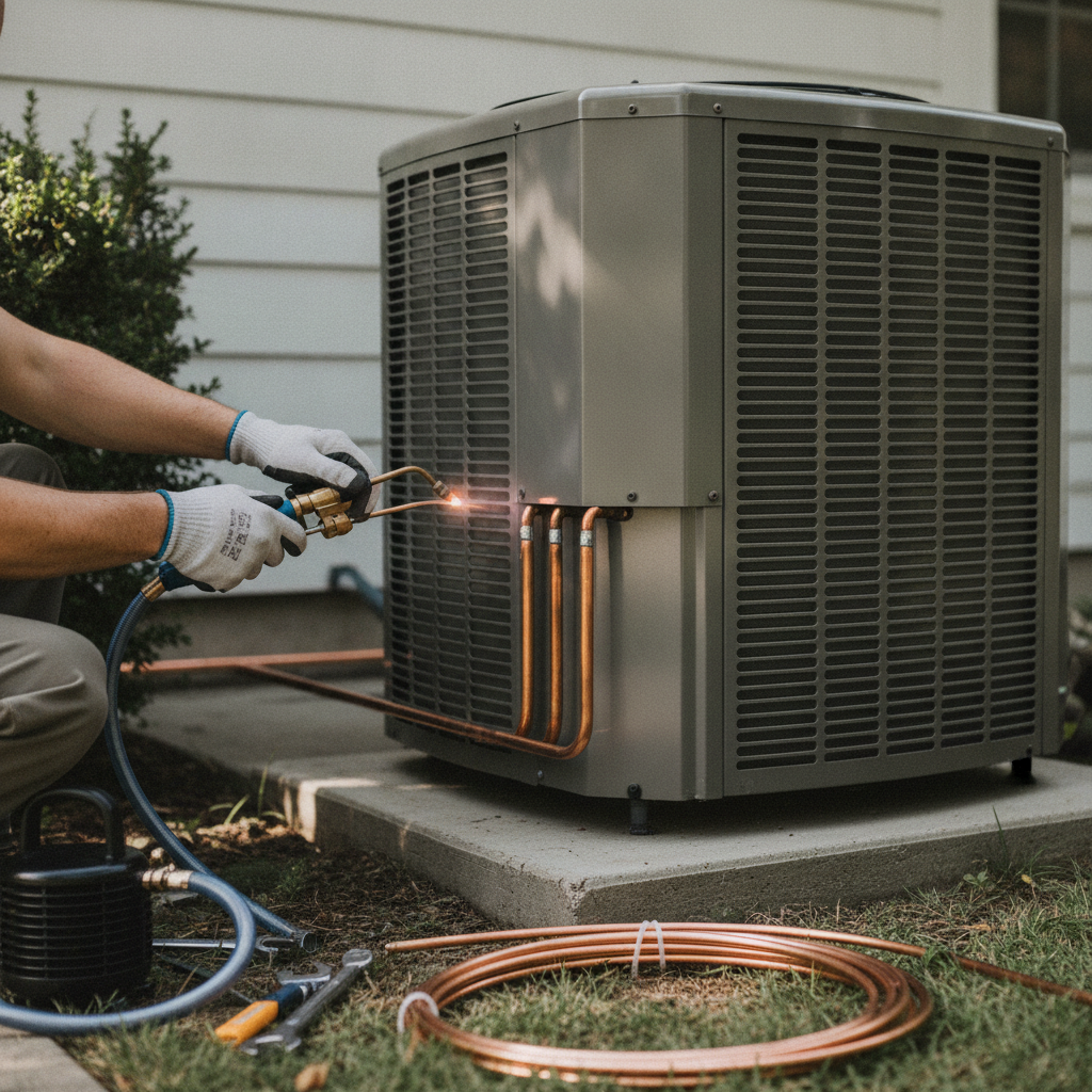 HVAC System Replacement no peoples faces just hand