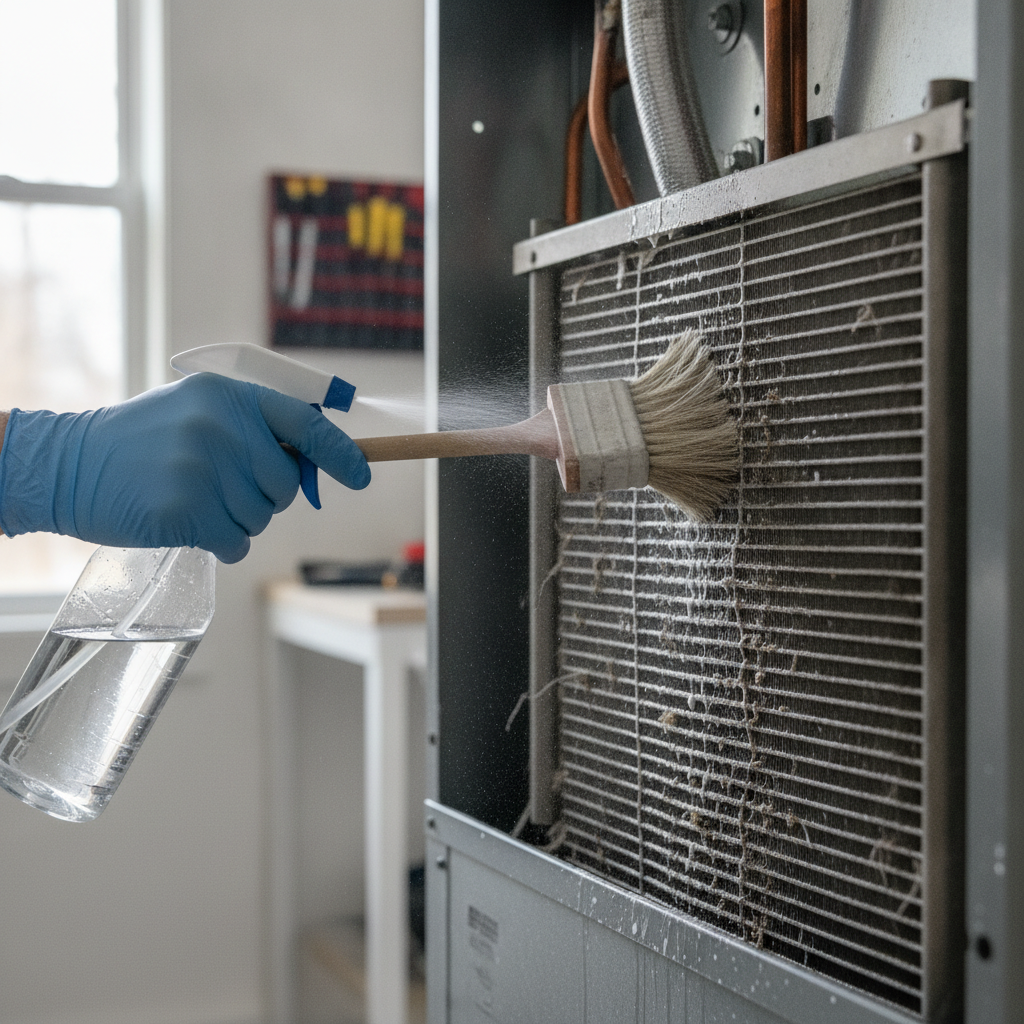 HVAC Coil Cleaning no peoples faces just hand